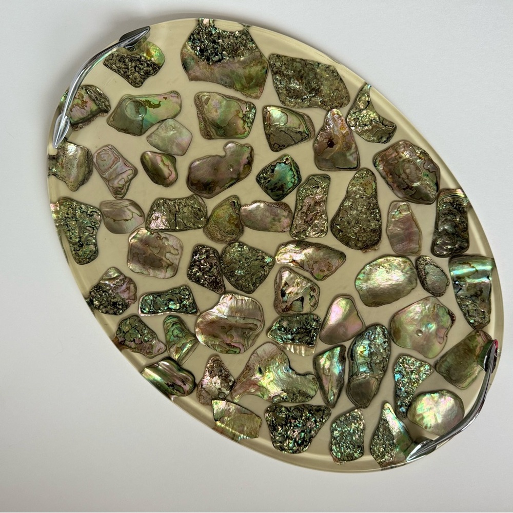 Large Vintage white abalone tray - Picture 2 of 9